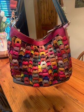 Multicolor Woven Leather Hobo Bag - Women American Leather Company